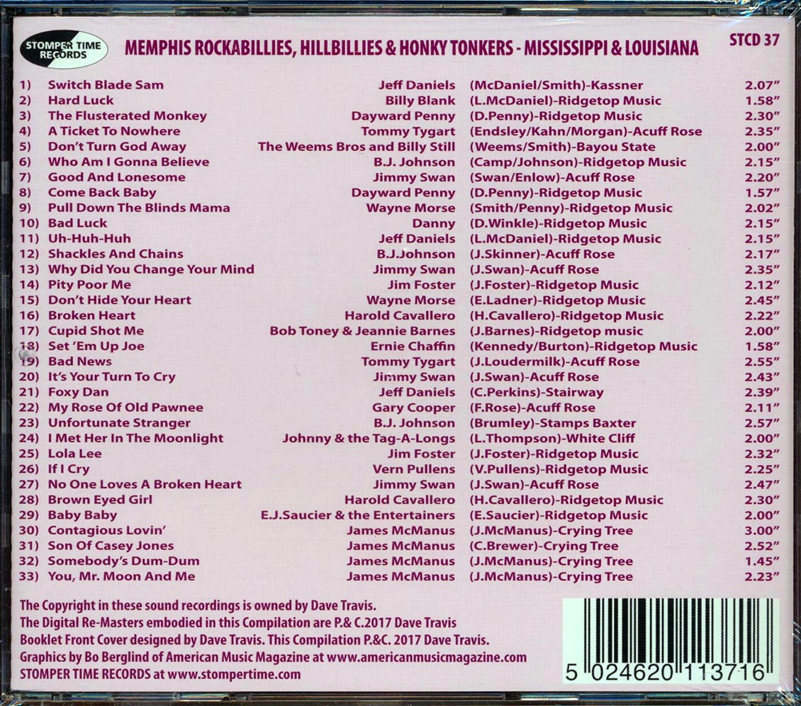 Vern Pullens, Billy Blank, Jimmy Swan, Etc. - Rockabillies, Hillbillies & Honky Tonkers From Mississippi And Louisiana: The Big Howdy Recording Company Story (33 tracks) (incl. large booklet) (remastered) Music CD