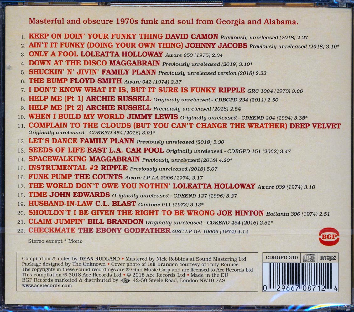 Johnny Jacobs, Archie Russell, Family Plann, Etc. - Southern Groove: Hotlanta, Aware & Clintone Funk & Soul (22 tracks) (incl. large booklet) (remastered) Music CD