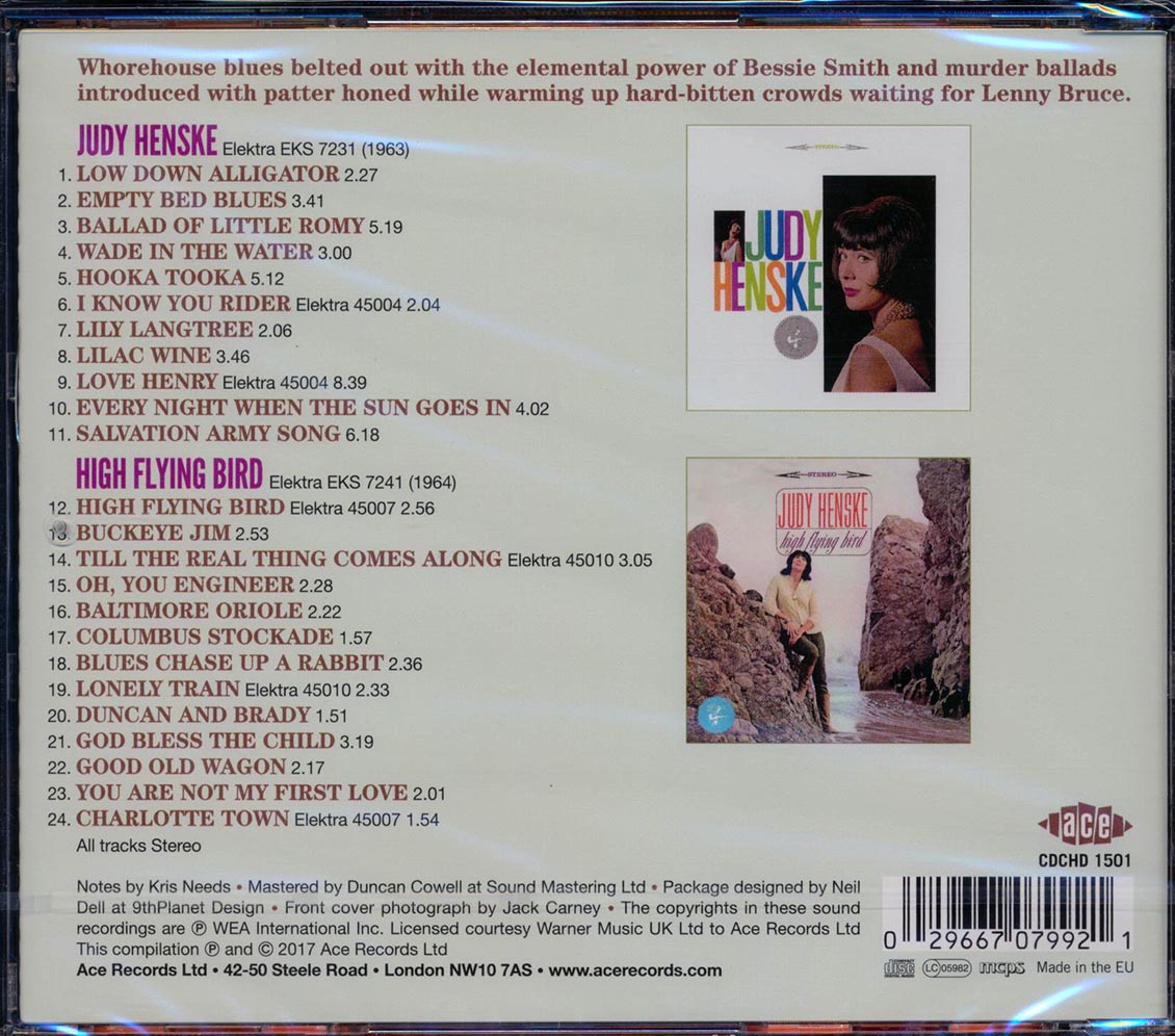 Judy Henske - The Elektra Albums (2 albums on 1 CD) (24 tracks) (incl. large booklet) (remastered) Music CD