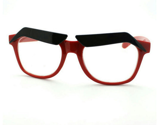 Red Frame Funny Black Eyebrows Eyeglasses Clear Lens Novelty Cartoon