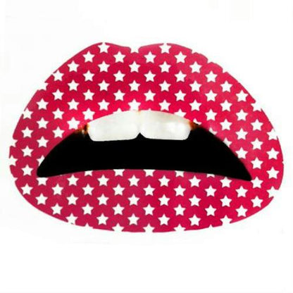 Pink Print with Stars Lips Temporary Tattoo Sticker