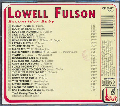 Lowell Fulson - Reconsider Baby (23 tracks) Music CD