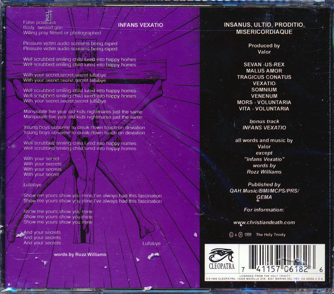 Christian Death - Insanus, Ultio, Prodito, Misericordiaque (marked/ltd stock) (remastered) Music CD