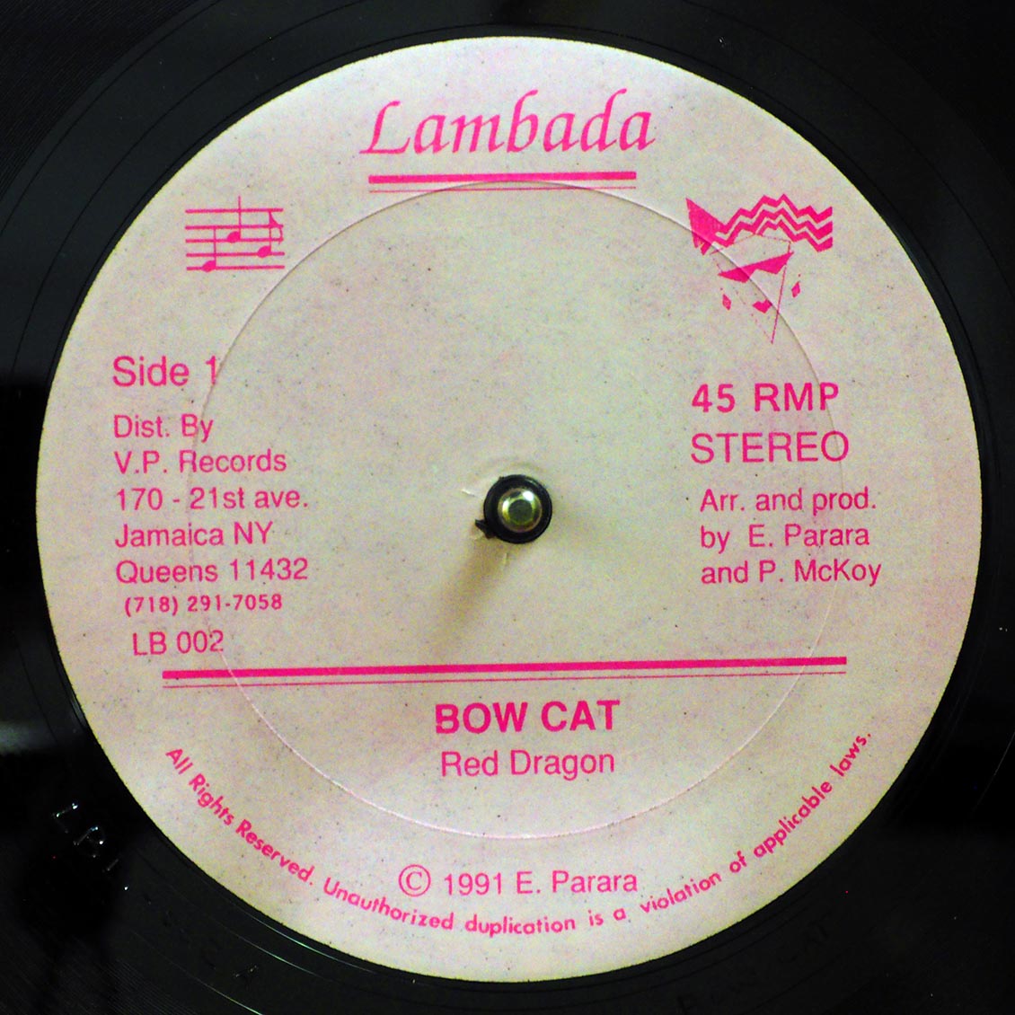 Red Dragon - Bow Cat; Version  /  Version 2 (rhythm: "Answer AKA Never Let Go") (orig. press) 12" Vinyl Record