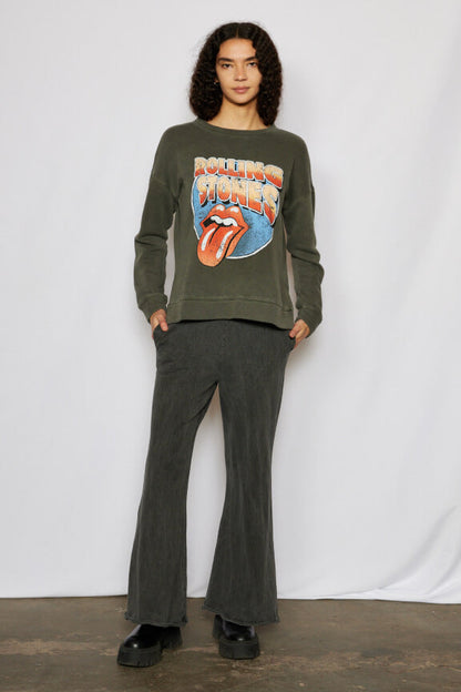 Rolling Stones Hot Lips Womens Sweatshirt Grey