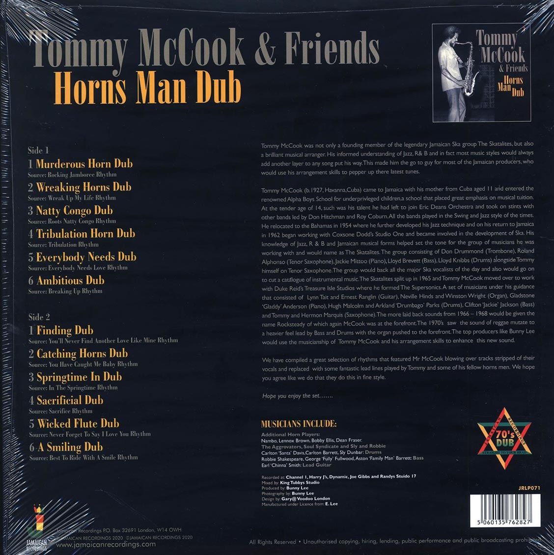 Tommy McCook & Friends - Horns Man Dub (180g) Vinyl Record