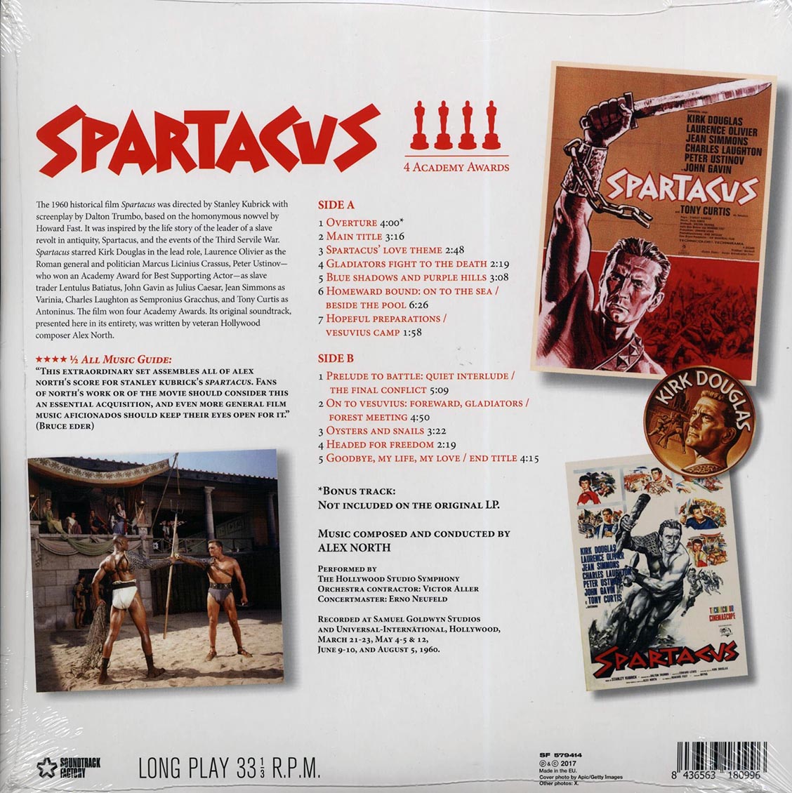 Alex North - Spartacus Original Motion Picture Soundtrack (+bonus track) (ltd. ed.) (180g) Vinyl Record