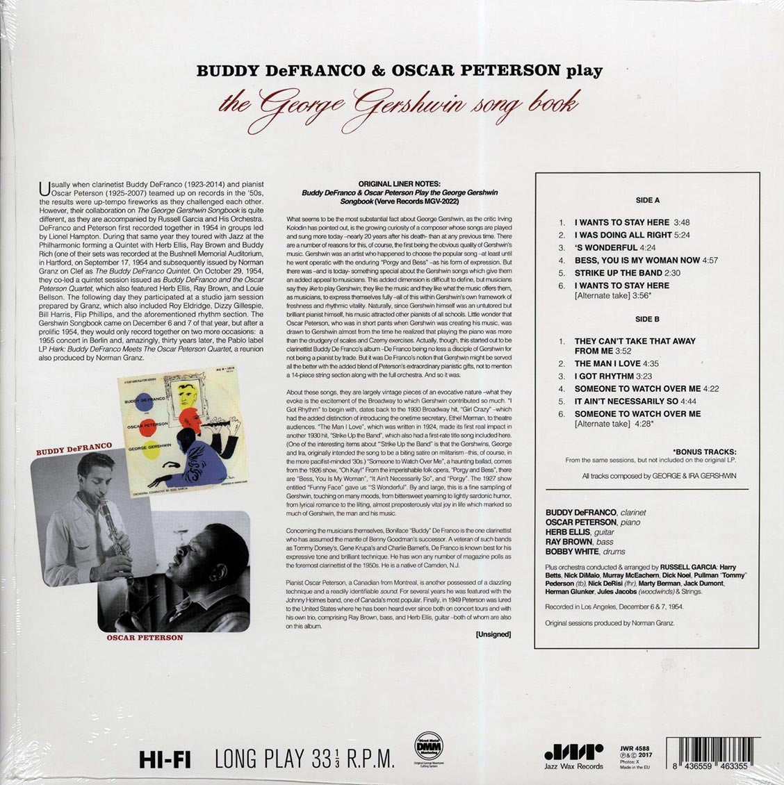 Buddy DeFranco, Oscar Peterson - The George Gershwin Songbook (+2 bonus tracks) (DMM) (ltd. ed.) (180g) (High-Def VV) (remastered) Vinyl Record