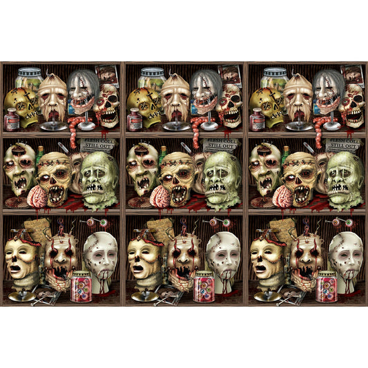 Scary Heads Backdrop Decoration 4 x 30 Feet