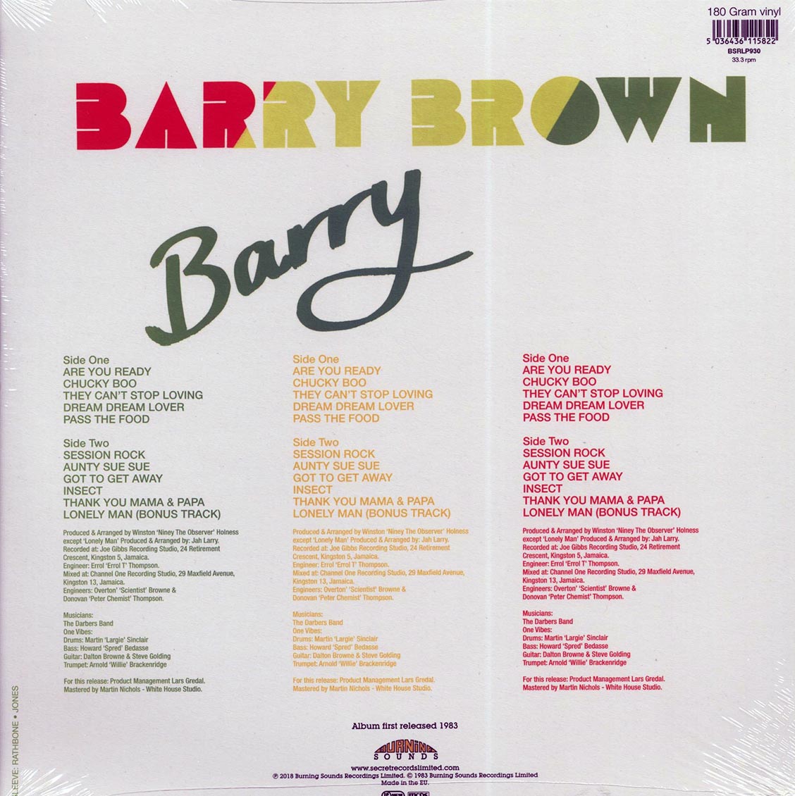 Barry Brown - Barry (180g) Vinyl Record