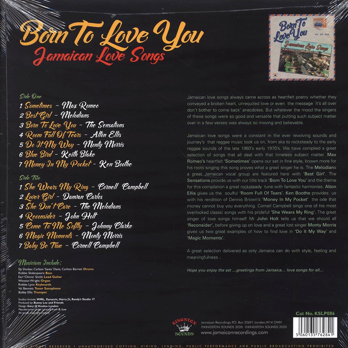 Alton Ellis, Ken Boothe, The Melodians, Etc. - Born To Love You: Jamaican Love Songs Vinyl Record