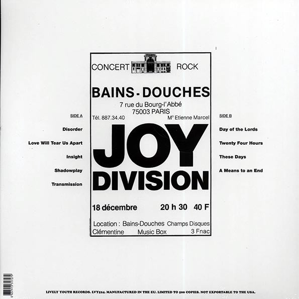 Joy Division Atrocity Exhibition Live In Paris 1979 Vinyl Record