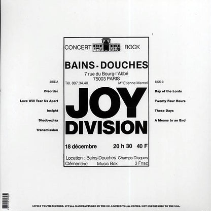 Joy Division Atrocity Exhibition Live In Paris 1979 Vinyl Record