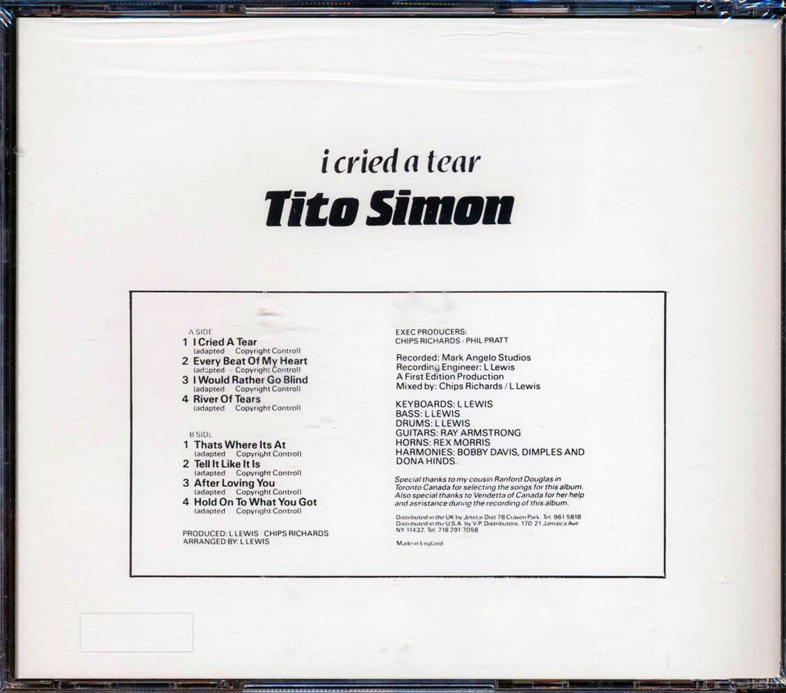 Tito Simon - I Cried A Tear Music CD