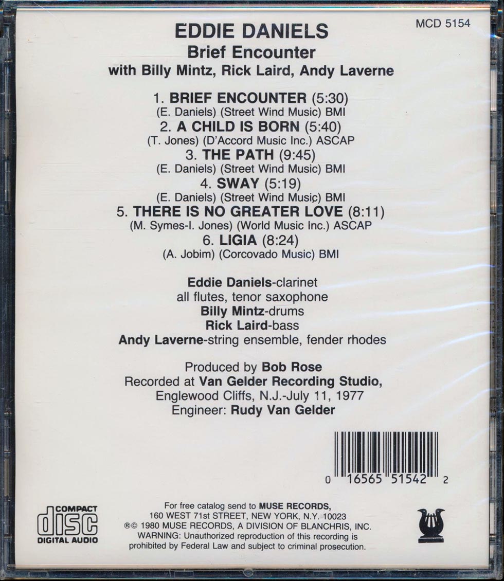 Eddie Daniels - Brief Encounter Music CD