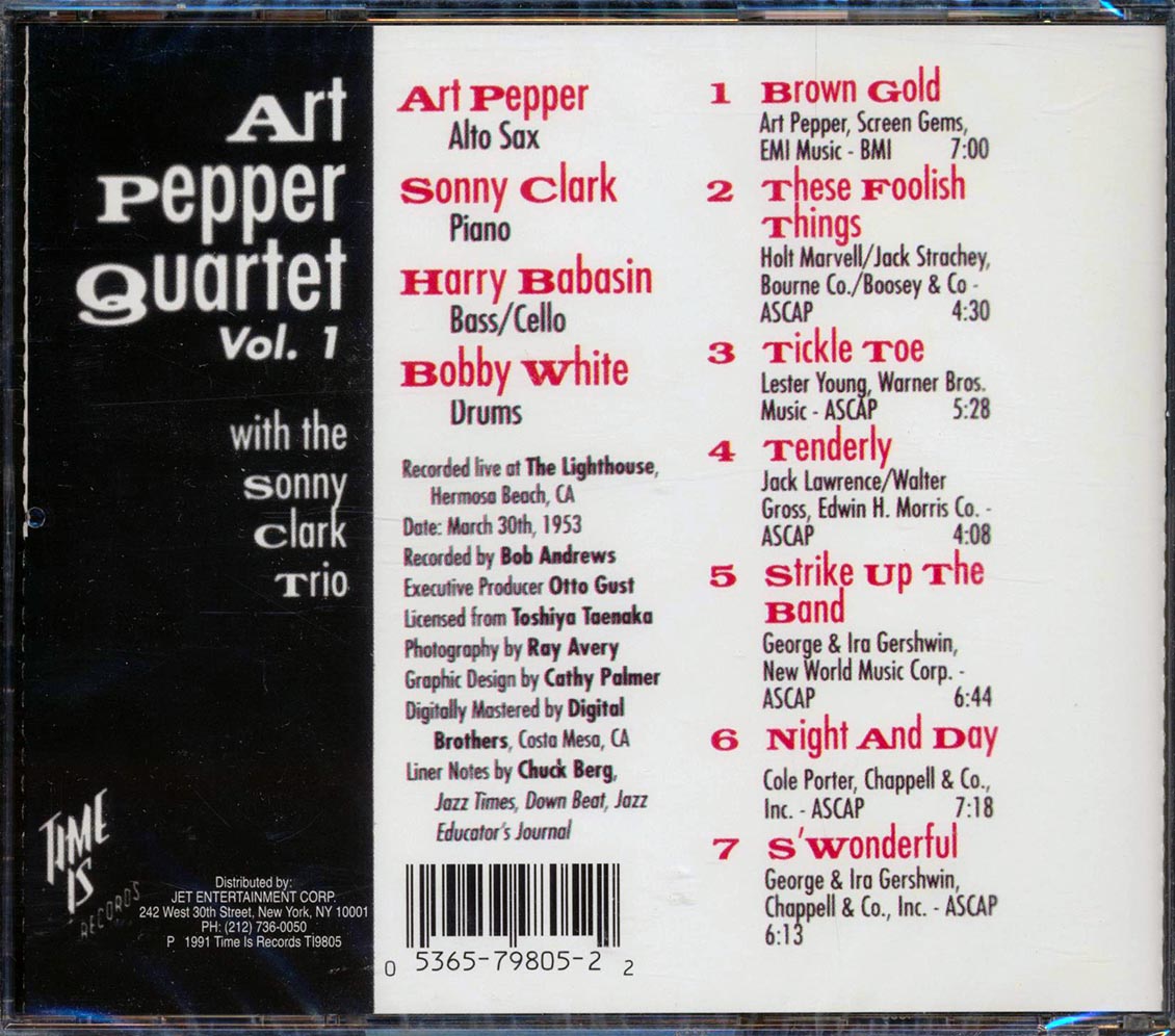 Art Pepper Quartet - Art Pepper Quartet Volume 1 With Sonny Clark Trio (remastered) Music CD