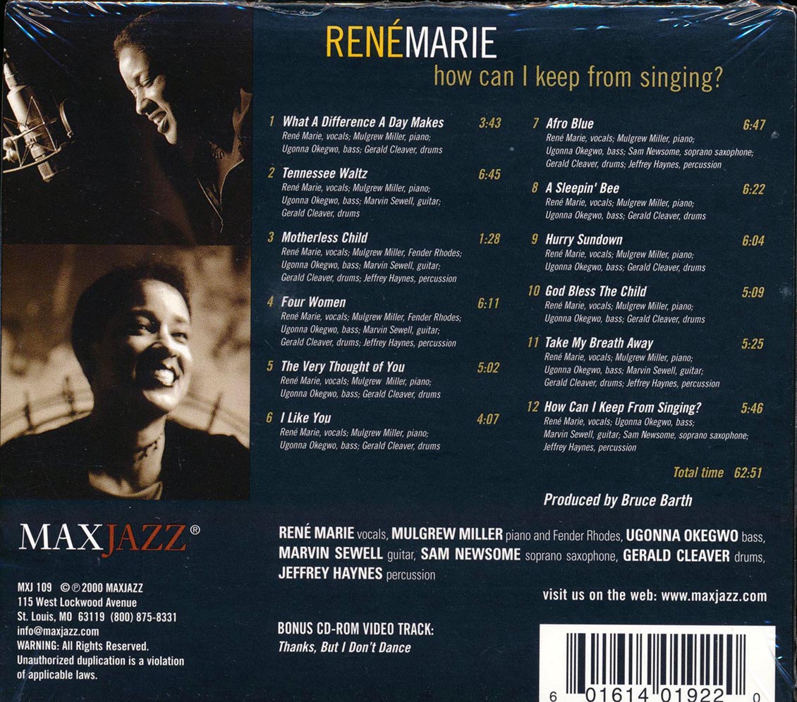 Rene Marie - How Can I Keep From Singing? (deluxe 3-fold digipak) Music CD