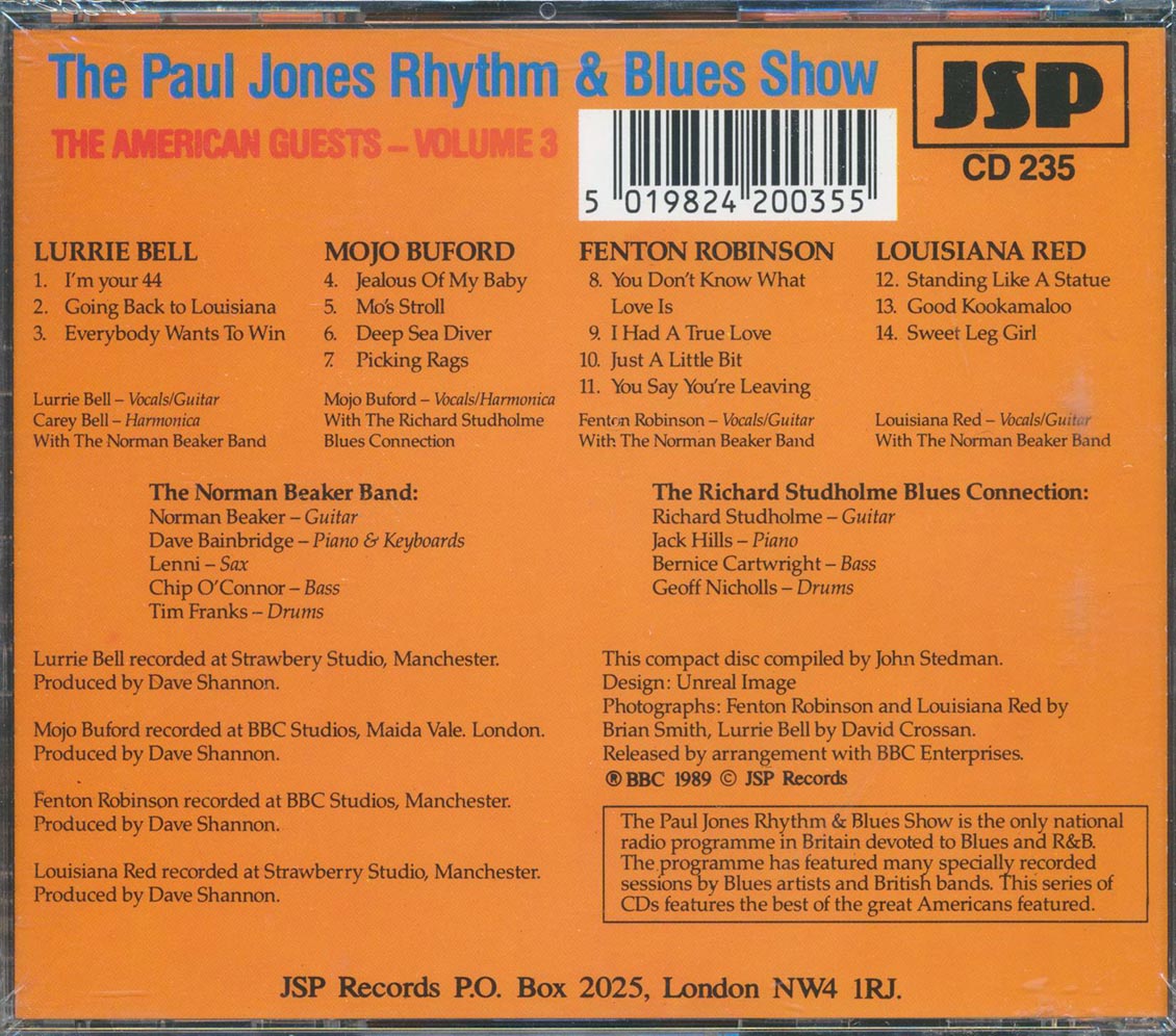 Lurrie Bell, Mojo Buford, Fenton Robinson, Lousiana Red - The Paul Jones Rhythm & Blues Show: The American Guests, Volume 3 Music CD