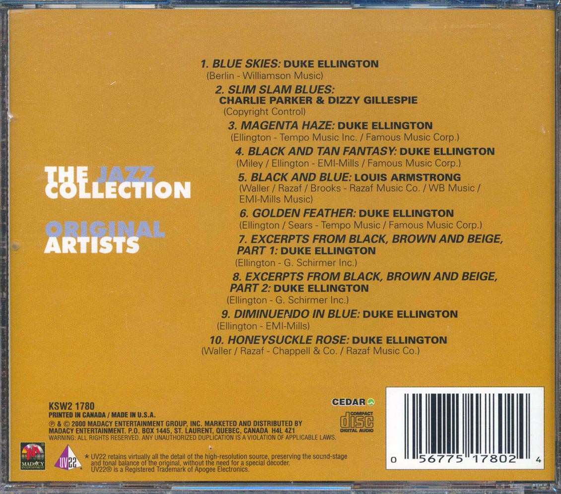 Duke Ellington, Dizzy Gillespie, Louis Armstrong - The Jazz Collection Music CD
