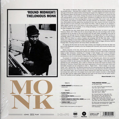 Thelonious Monk - Round Midnight (+bonus track) (ltd. ed.) (180g) (remastered) Vinyl Record