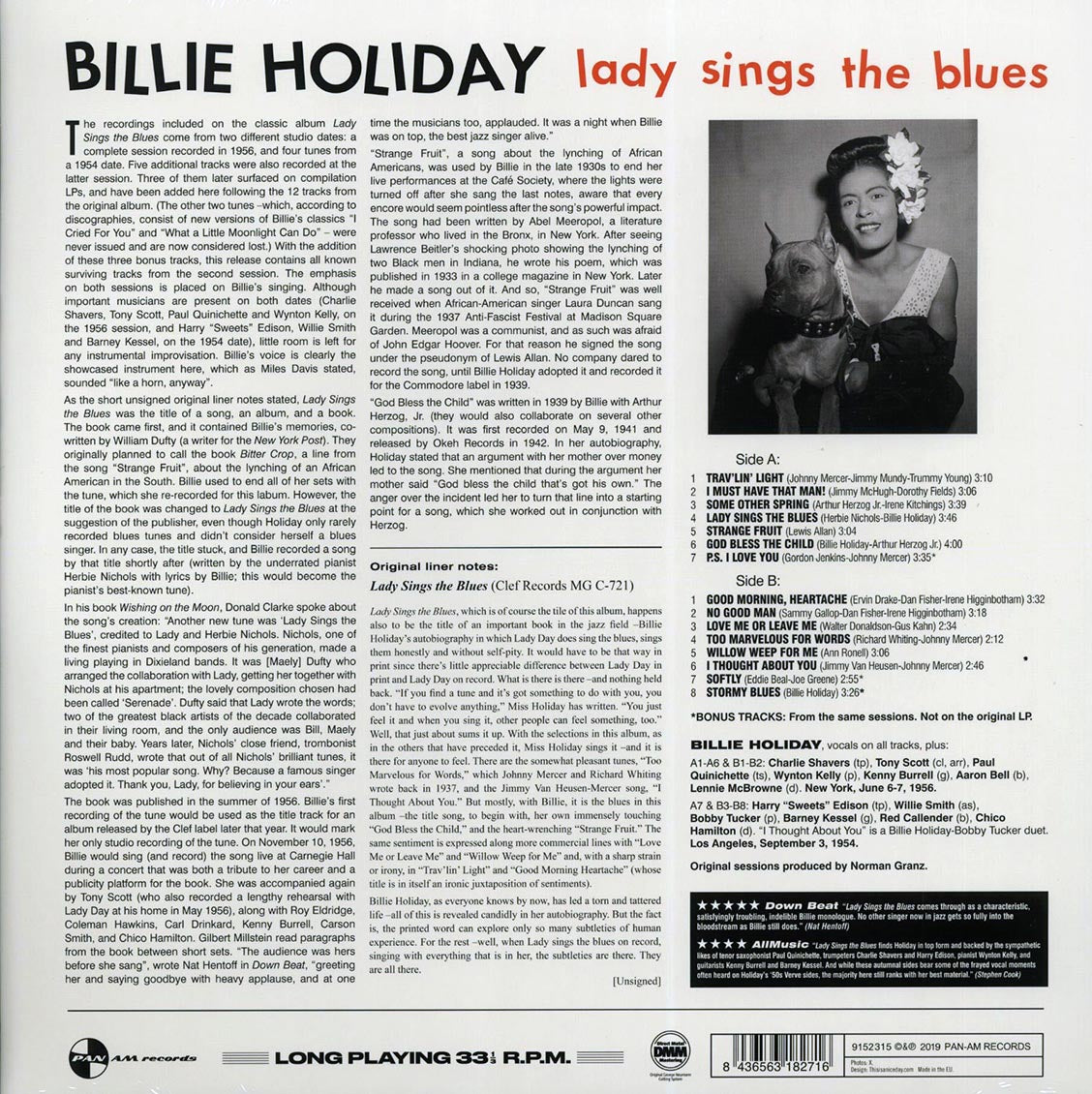 Billie Holiday - Lady Sings The Blues (+3 bonus tracks) (ltd. ed.) (180g) (remastered) Vinyl Record
