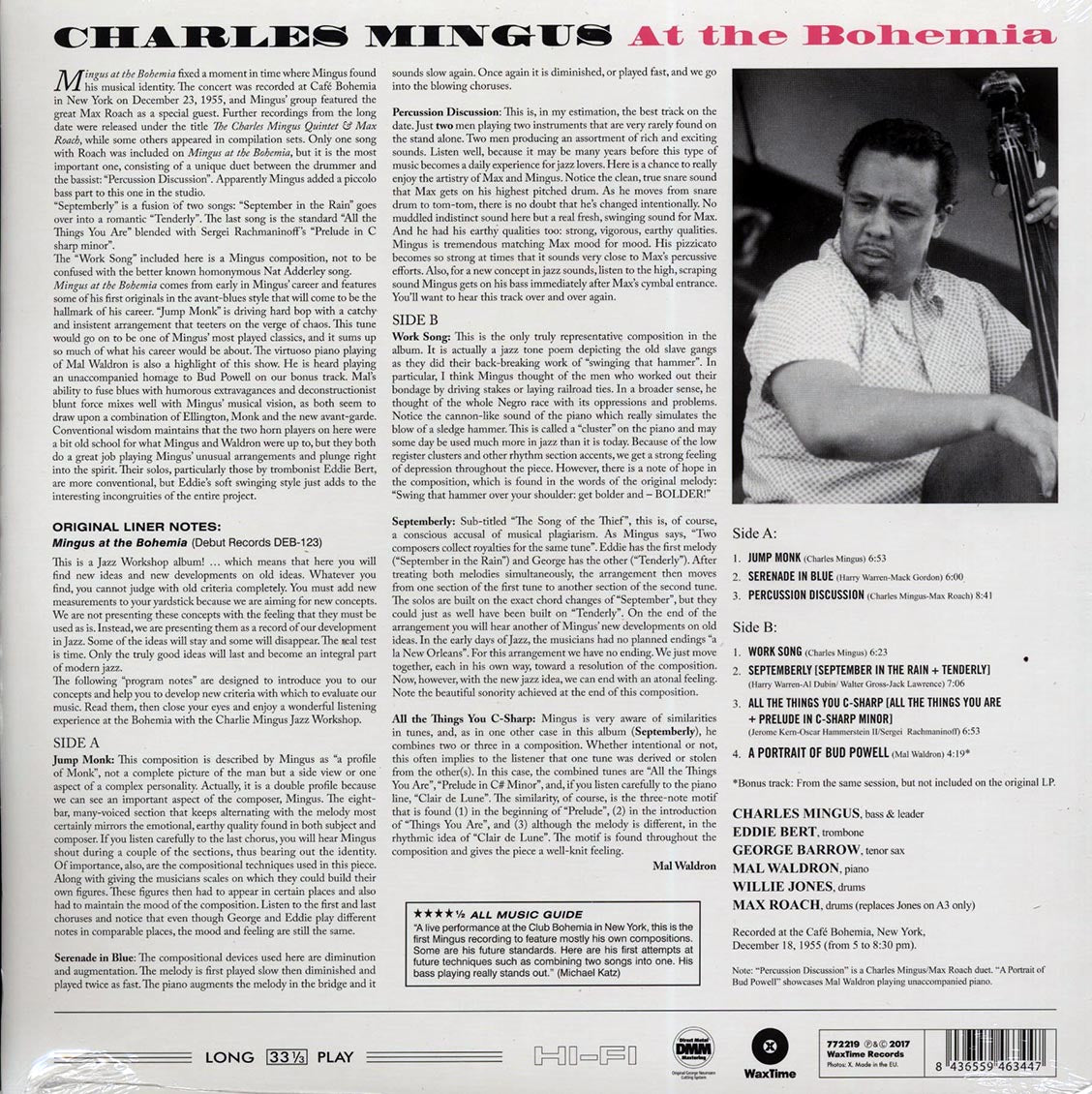 Charles Mingus - At The Bohemia (+bonus track) (DMM) (ltd. ed.) (180g) (High-Def VV) (remastered) Vinyl Record