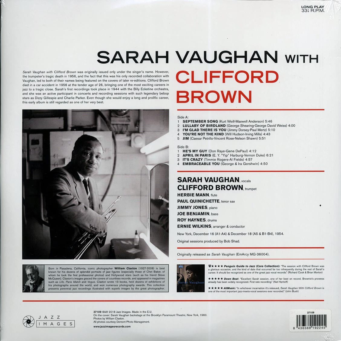 Sarah Vaughan, Clifford Brown - Sarah Vaughan With Clifford Brown (ltd. ed.) (180g) Vinyl Record