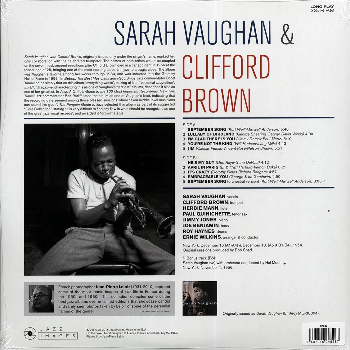Sarah Vaughan, Clifford Brown - Sarah Vaughan & Clifford Brown (+bonus track) (ltd. ed.) (180g) (High-Def VV) Vinyl Record