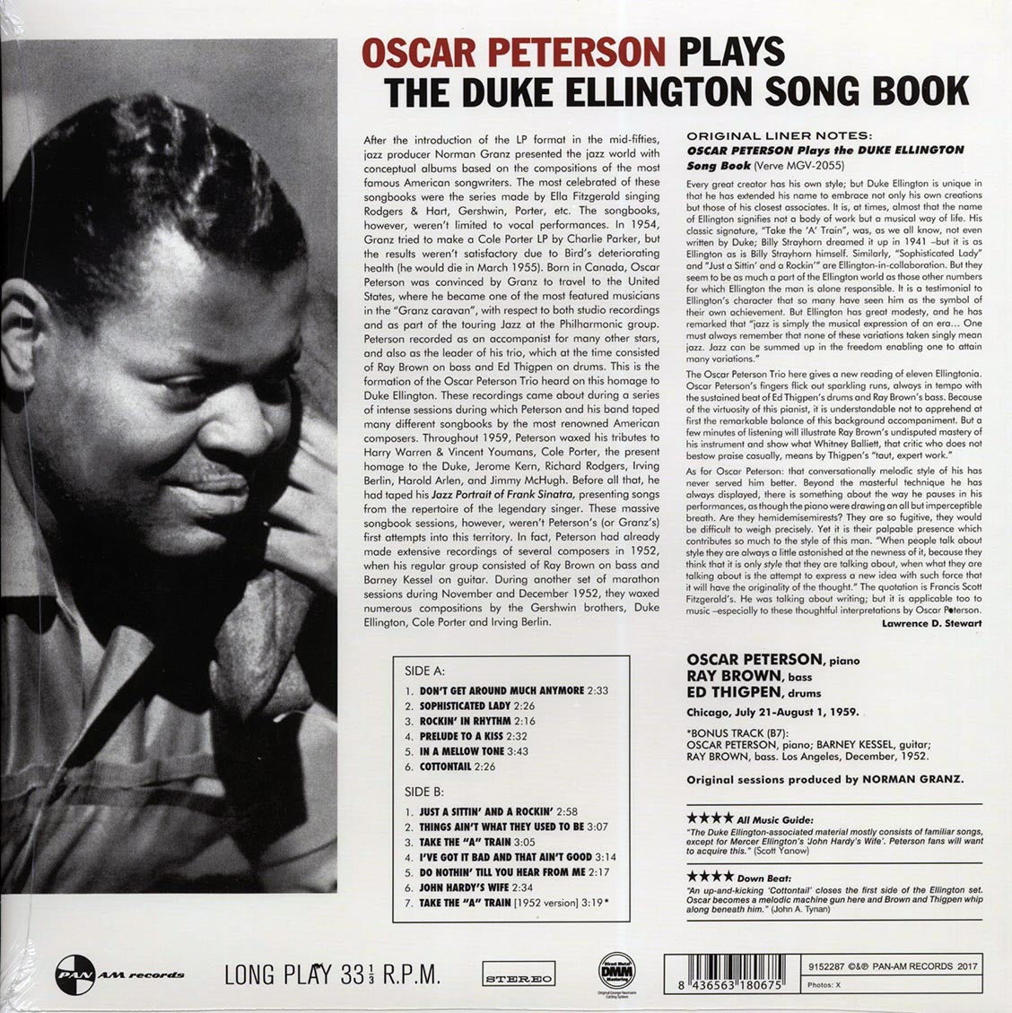 Oscar Peterson - Plays The Duke Ellington Song Book (+bonus track) (ltd. ed.) (180g) (remastered) Vinyl Record