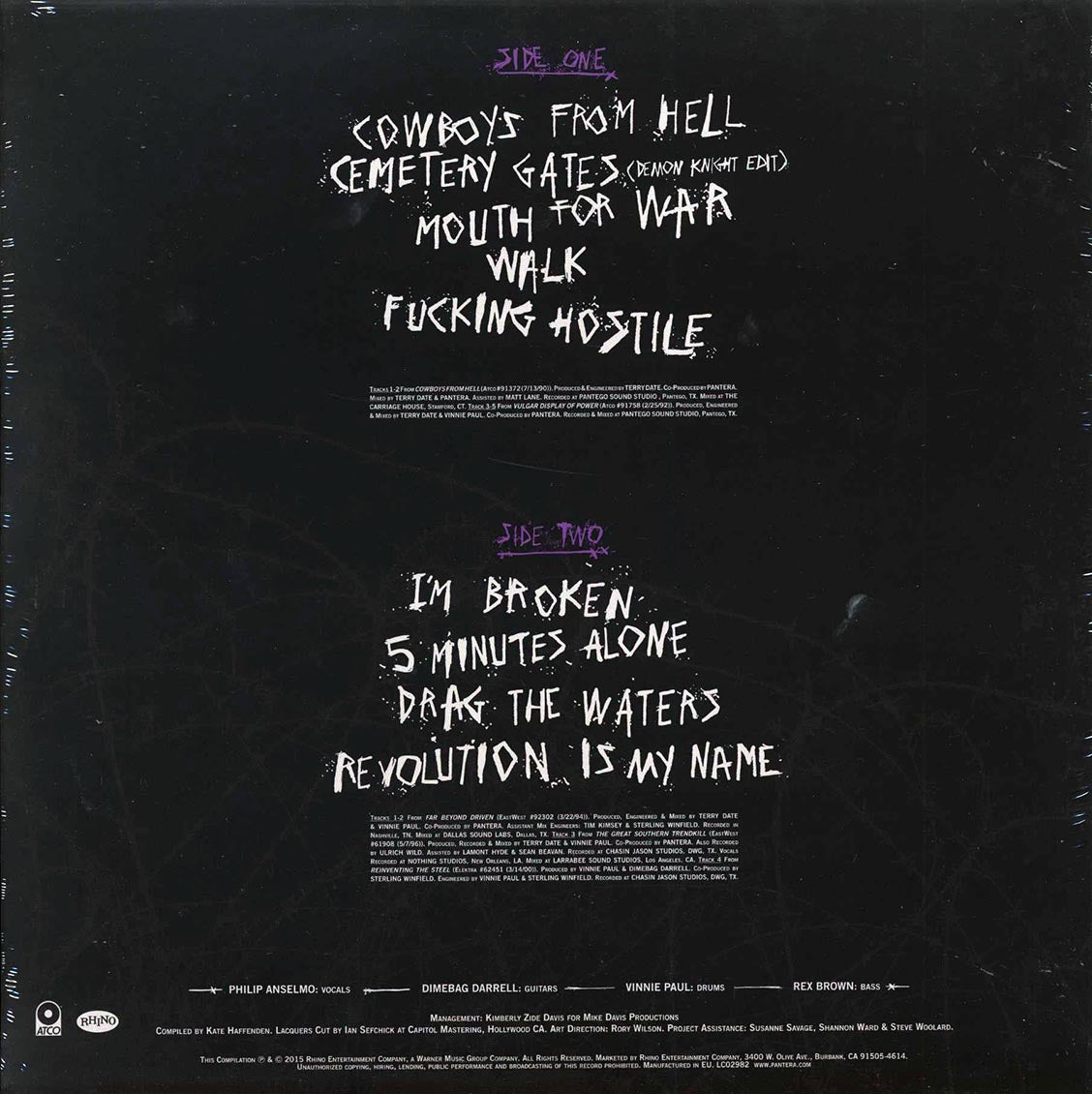 Pantera History Of Hostility silver Vinyl Record