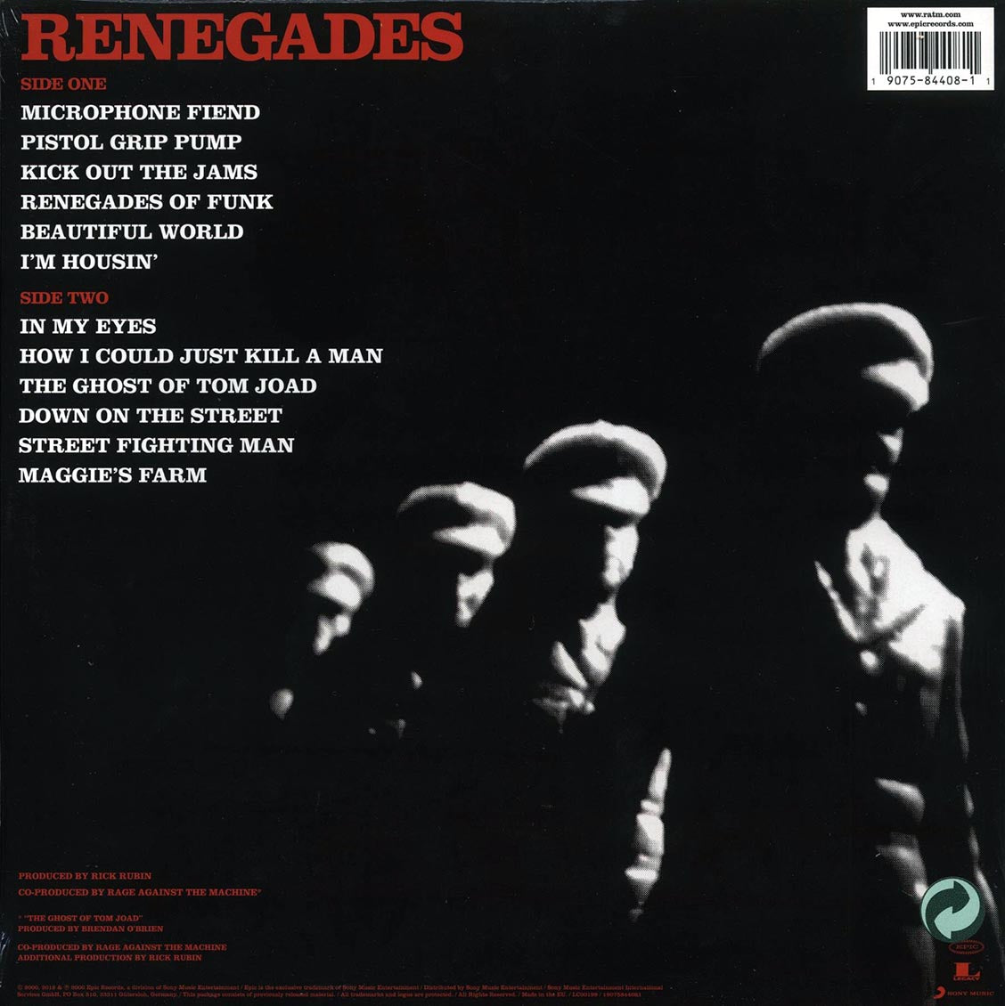 Rage Against The Machine - Renegades (incl. mp3) (180g) (remastered) Vinyl Record