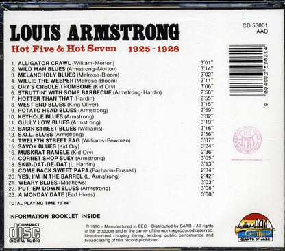 Louis Armstrong - Hot Five & Hot Seven 1925-1928 Music CD