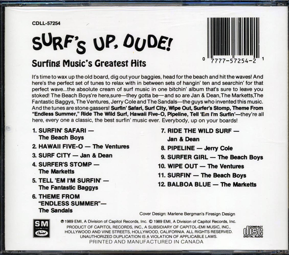 Beach Boys Ventures Jan & Dean Etc Surf's Up Dude Surfing Music's Greatest Hits Music CD