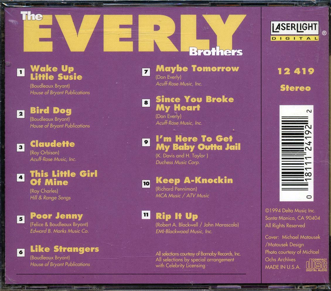 The Everly Brothers - Wake Up Little Sister Music CD
