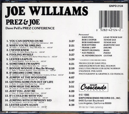 Joe Williams, Prez & Joe - Dave Pell's Prez Conference In Celebration Of Lester Young Music CD