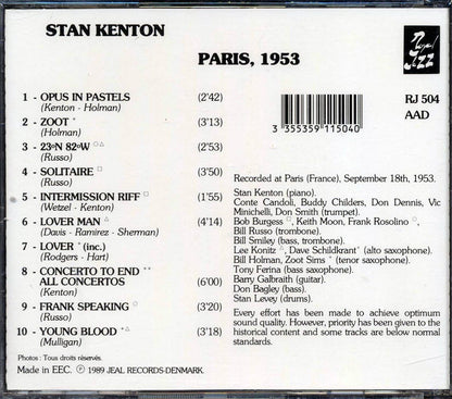 Stan Kenton - Paris 1953 Music CD