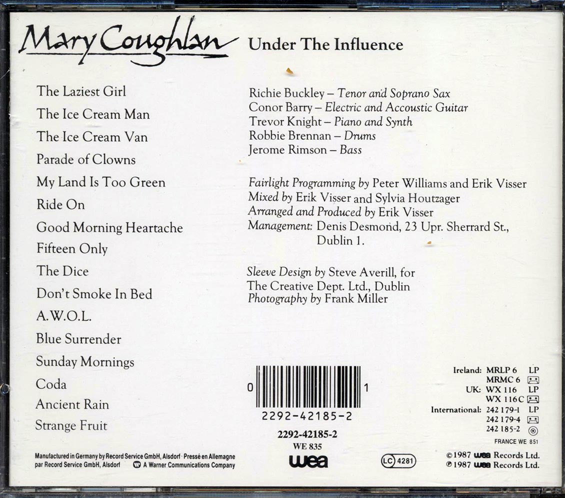 Mary Coughlan - Under The Influence Music CD