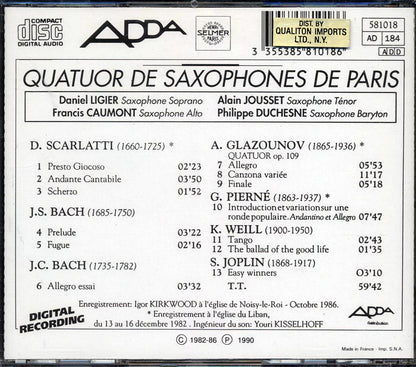 Quatuor De Saxophones De Paris - Quatuor De Saxophones De Paris Music CD
