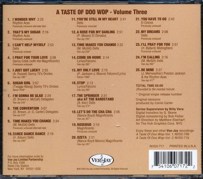 Rhythm Aces The Dells The Delegates Etc A Taste Of Doo Wop Volume 3 Music CD