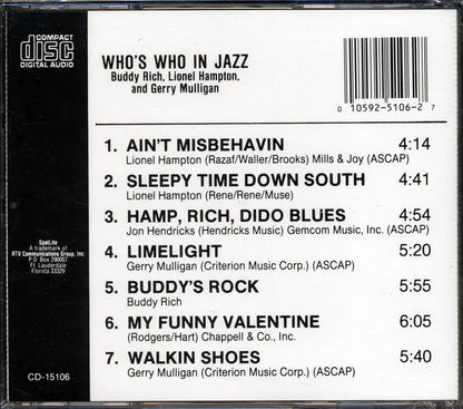 Lionel Hampton, Buddy Rich, Gerry Mulligan, Etc. - Who's Who In Jazz Music CD