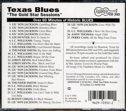 Lil' Son Jackson, LC Williams, Thunder Smith, Etc. - Texas Blues: Bill Quinn's Gold Star Recordings (23 tracks) Music CD