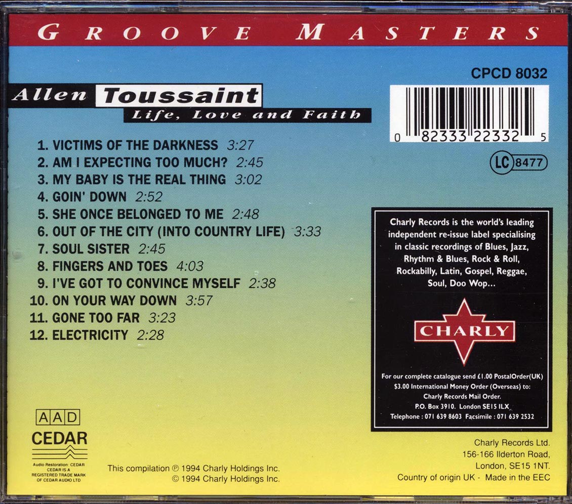 Allen Toussaint - Life, Love And Faith: Groove Masters Music CD