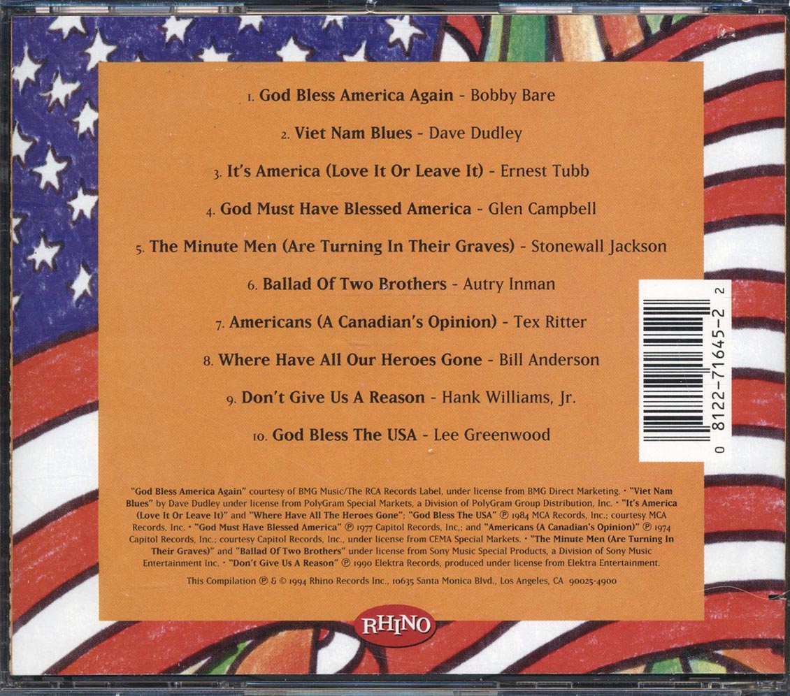 Bobby Bare, Dave Dudley, Ernest Tubb, Etc. - Country Shots: God Bless America (marked/ltd stock) Music CD