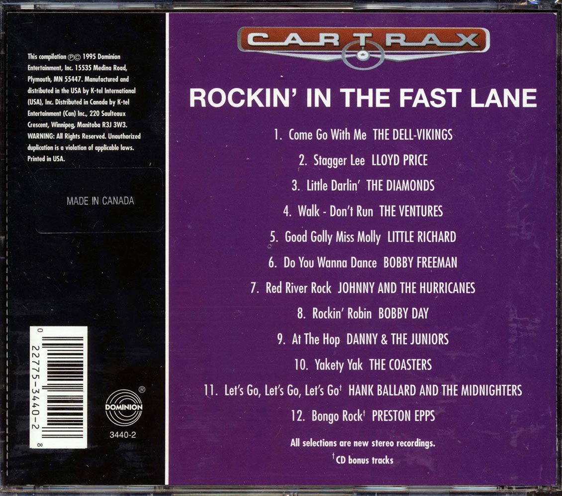 Lloyd Price, The Dell-Vikings, The Ventures, Etc. - Car Trax: Rockin' In The Fast Lane Music CD
