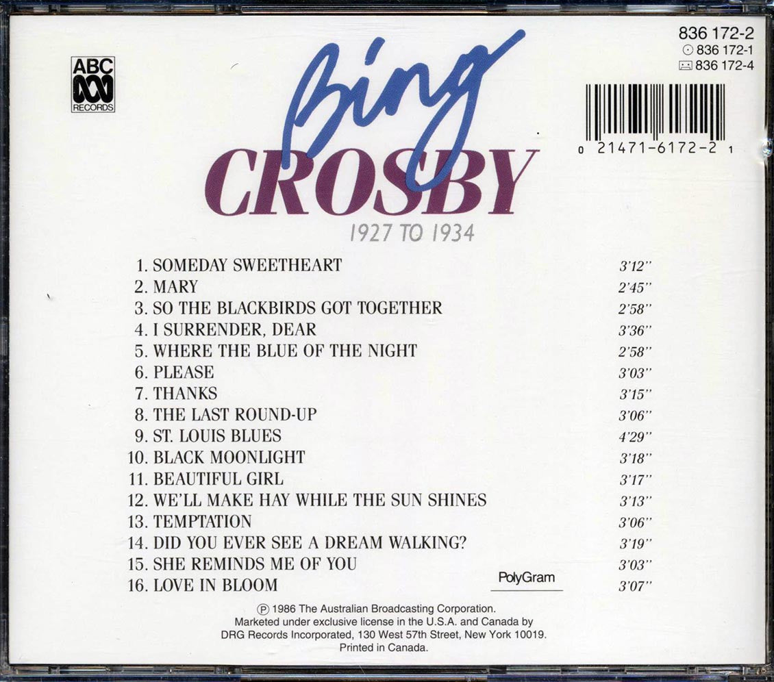 Bing Crosby - The Golden Years In Digital Stereo Music CD