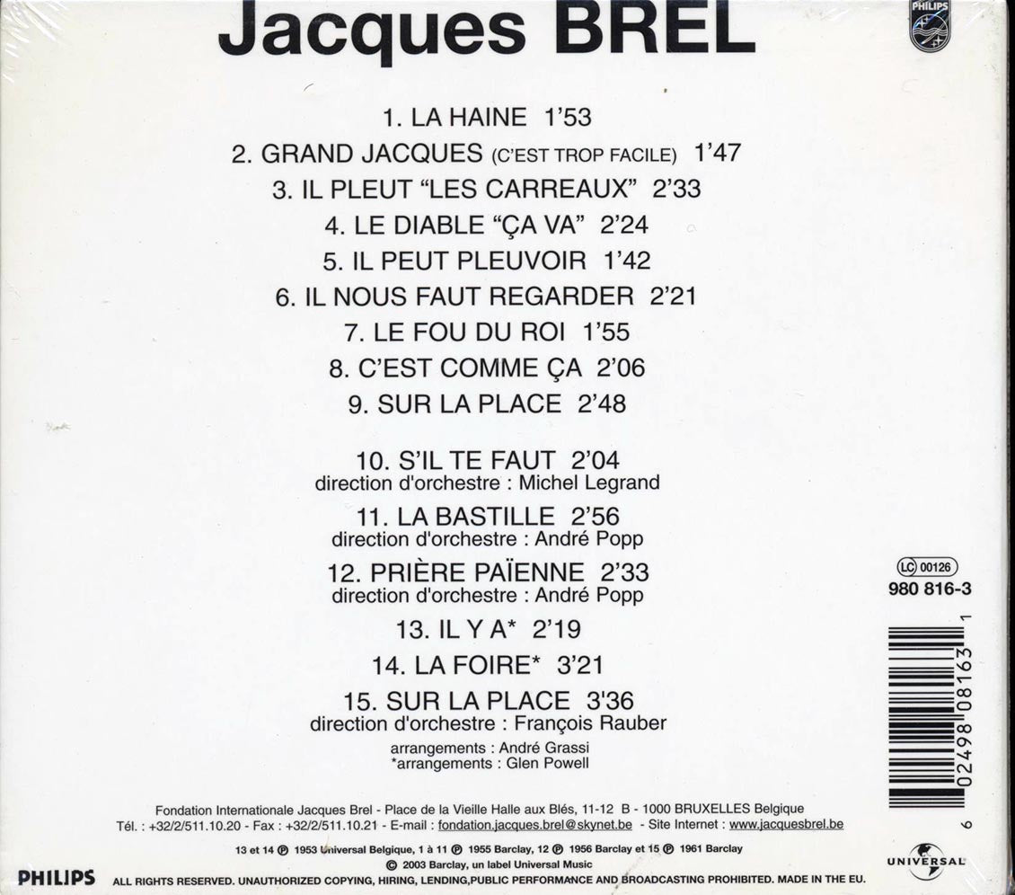 Jacques Brel - Grand Jacques (deluxe 3-fold digipak) Music CD