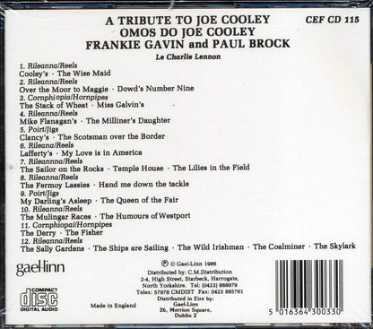 Frankie Gavin Paul Brock A Tribute To Joe Cooley Music CD
