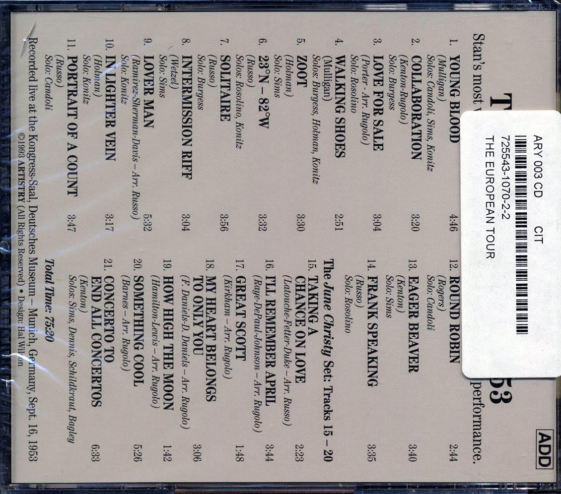Stan Kenton & His Orchestra - The European Tour 1953 (21 tracks) Music CD