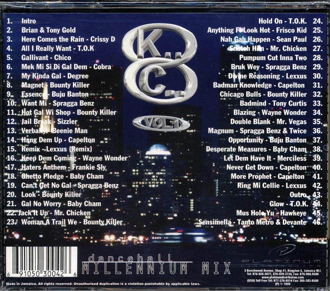 TOK, Cobra, Sizzla, Beenie Man, Etc. - Dancehall Millennium Mix Volume 1 Music CD