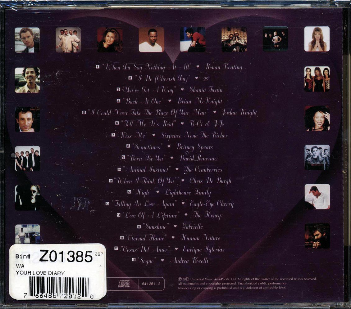 Shania Twain Britney Spears Lighthouse Family Etc Love Diary Fall In Love With 18 Of Today's Most Unforgettable Hits Music CD